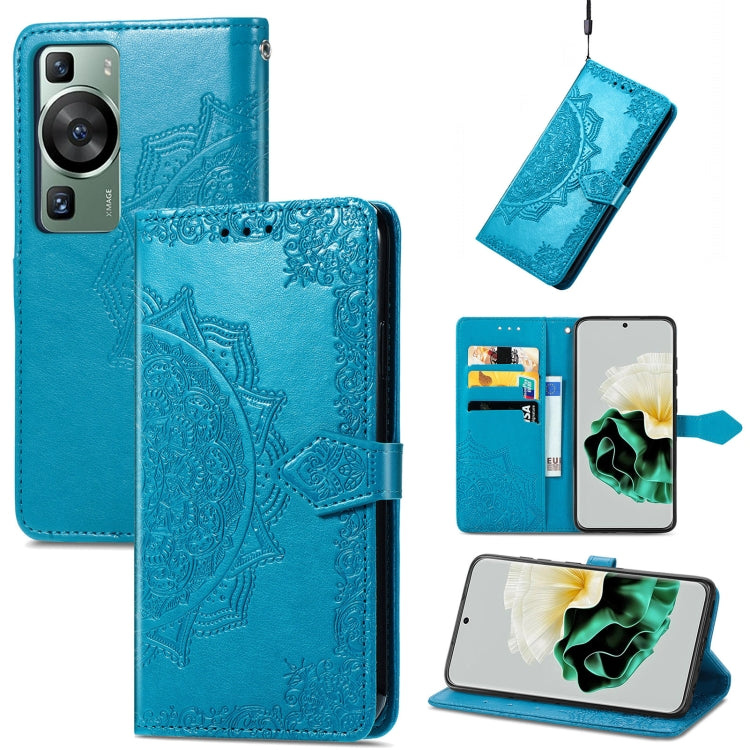 Mandala Flower Embossed Leather Phone Case, For Huawei P60, For Huawei P60 Pro