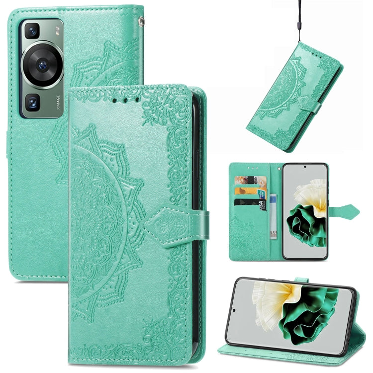 Mandala Flower Embossed Leather Phone Case, For Huawei P60, For Huawei P60 Pro