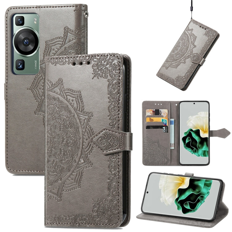 Mandala Flower Embossed Leather Phone Case, For Huawei P60, For Huawei P60 Pro