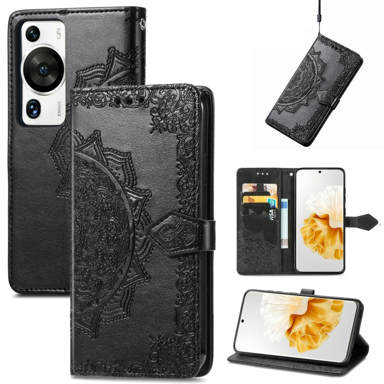 Mandala Flower Embossed Leather Phone Case, For Huawei P60, For Huawei P60 Pro