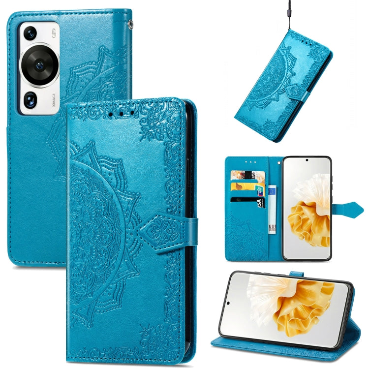 Mandala Flower Embossed Leather Phone Case, For Huawei P60, For Huawei P60 Pro