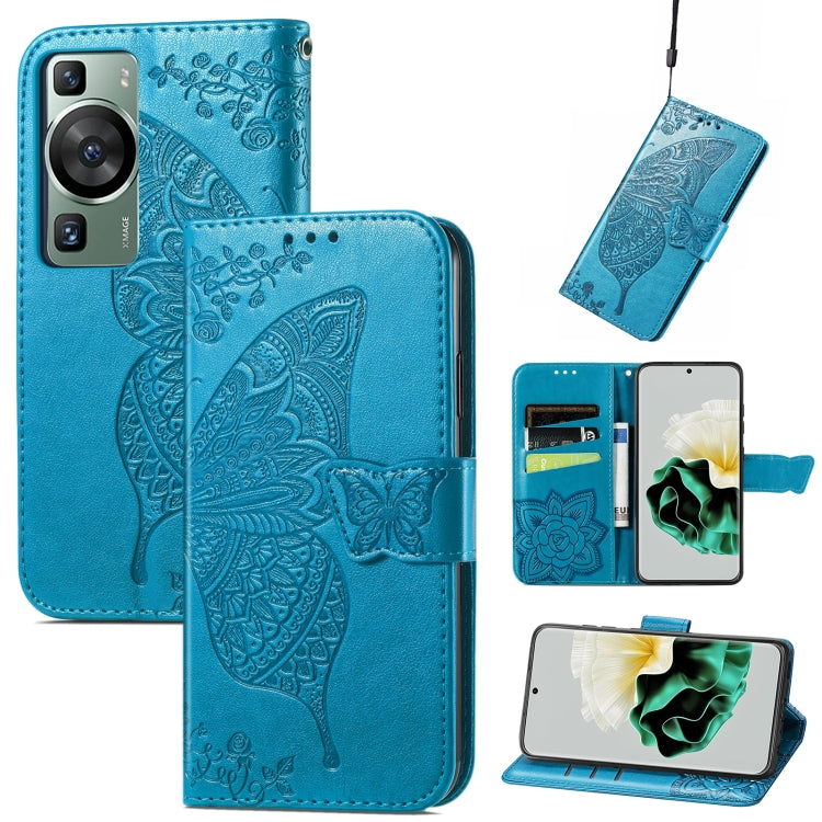 Butterfly Love Flower Embossed Leather Phone Case, For Huawei P60, For Huawei P60 Pro