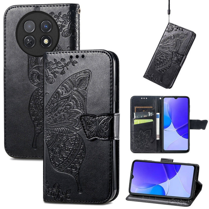 Butterfly Love Flower Embossed Leather Phone Case, For Huawei Nova Y91, For Huawei Enjoy 60X, For Huawei Nova 11 Pro, For Huawei Nova 11