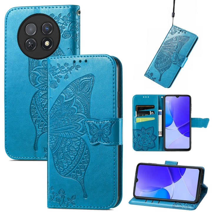 Butterfly Love Flower Embossed Leather Phone Case, For Huawei Nova Y91, For Huawei Enjoy 60X, For Huawei Nova 11 Pro, For Huawei Nova 11