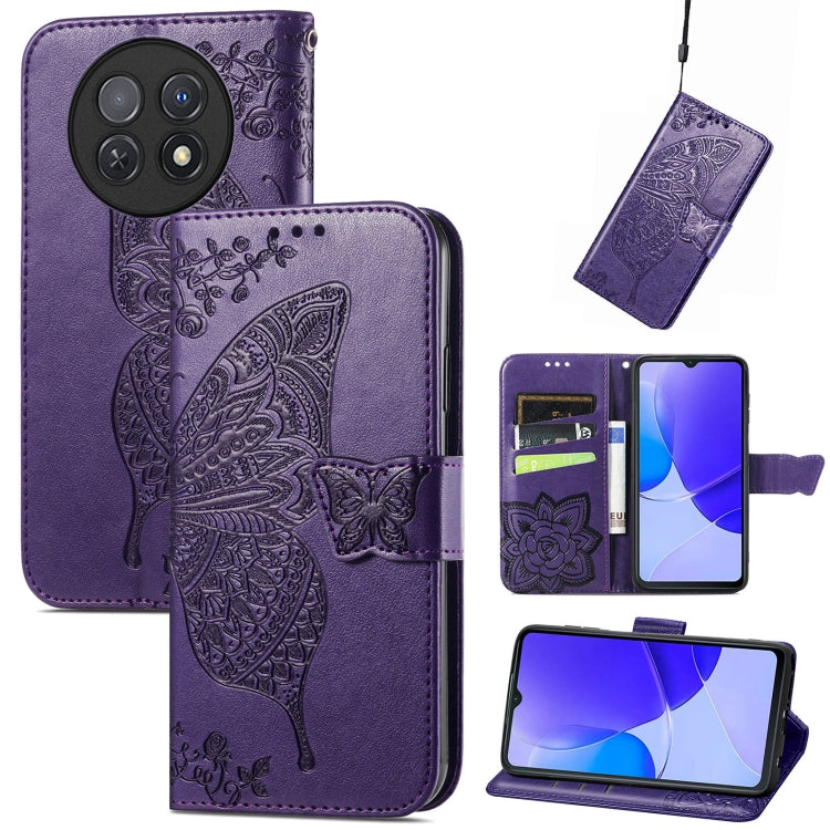 Butterfly Love Flower Embossed Leather Phone Case, For Huawei Nova Y91, For Huawei Enjoy 60X, For Huawei Nova 11 Pro, For Huawei Nova 11