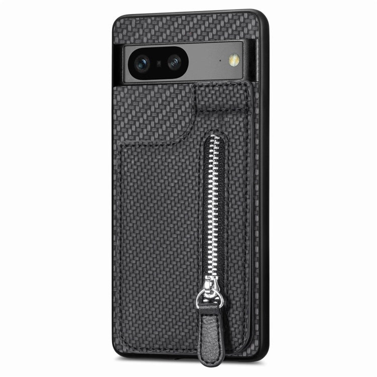 Carbon Fiber Vertical Flip Zipper Phone Case, For Google Pixel 7, For Google Pixel 7A