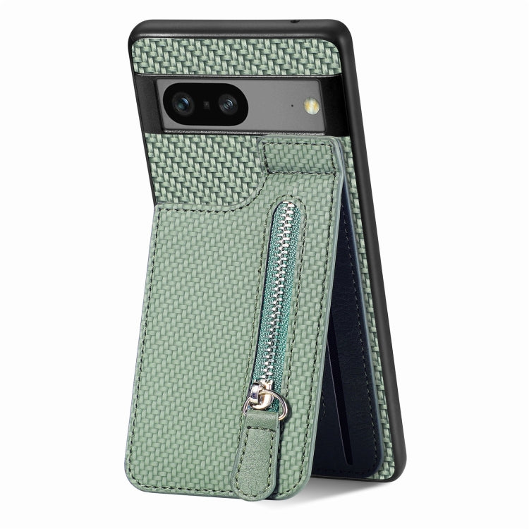 Carbon Fiber Vertical Flip Zipper Phone Case, For Google Pixel 7, For Google Pixel 7A