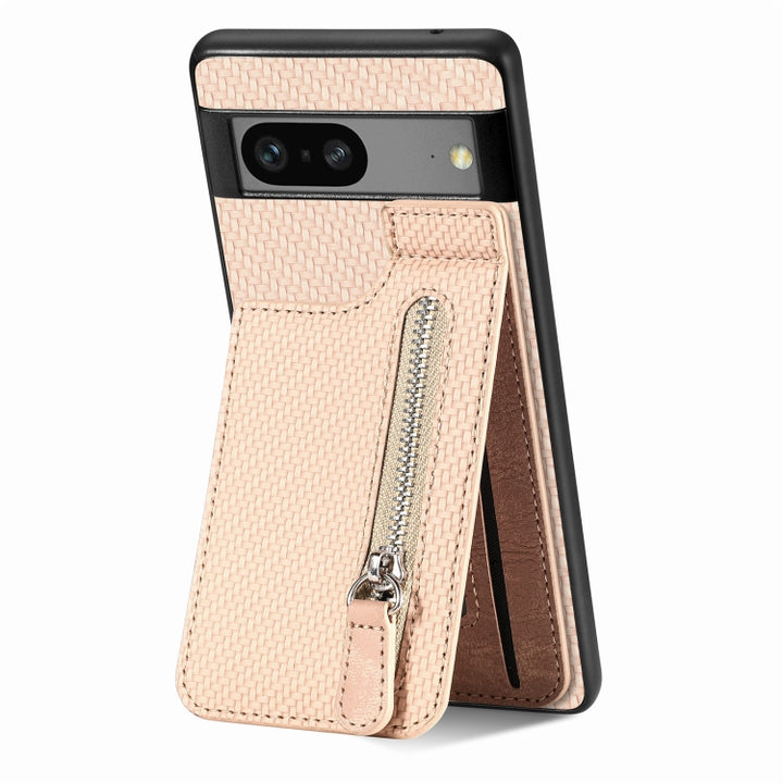 Carbon Fiber Vertical Flip Zipper Phone Case, For Google Pixel 7, For Google Pixel 7A