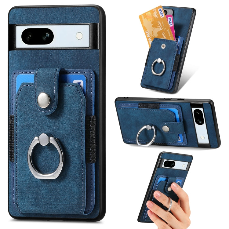 Retro Skin-feel Ring Card Wallet Phone Case, For Google Pixel 9a, For Google Pixel 7a