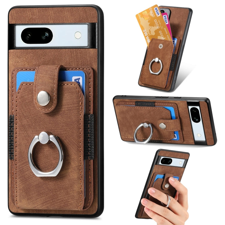 Retro Skin-feel Ring Card Wallet Phone Case, For Google Pixel 9a, For Google Pixel 7a