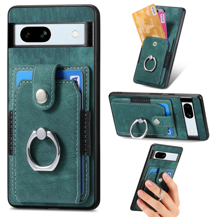 Retro Skin-feel Ring Card Wallet Phone Case, For Google Pixel 7A