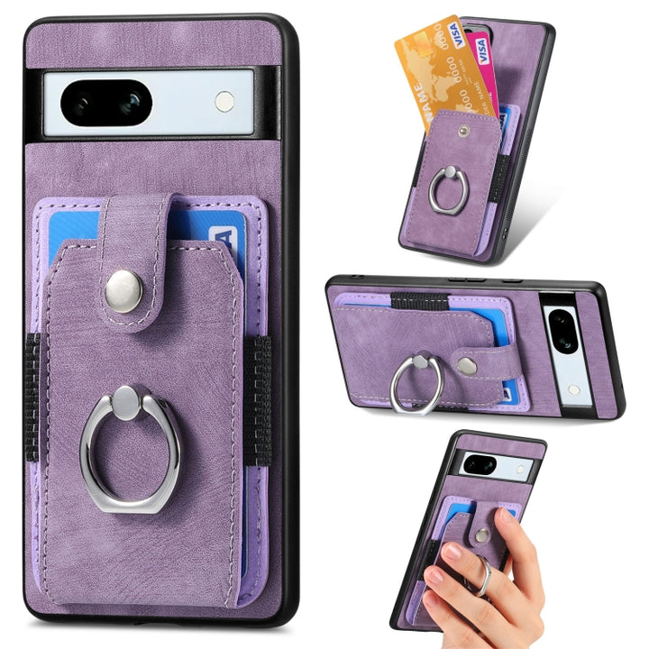 Retro Skin-feel Ring Card Wallet Phone Case, For Google Pixel 9a, For Google Pixel 7a