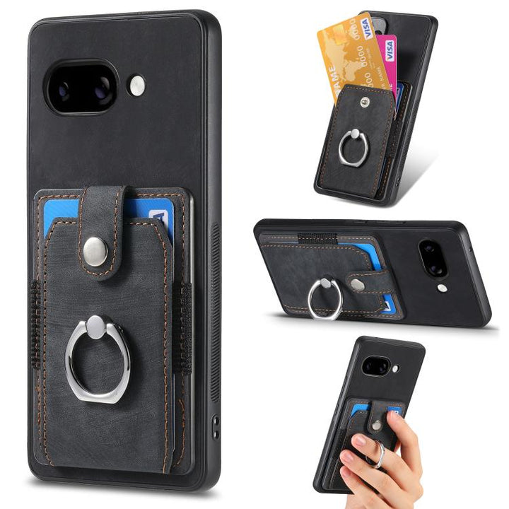 Retro Skin-feel Ring Card Wallet Phone Case, For Google Pixel 9a, For Google Pixel 7a