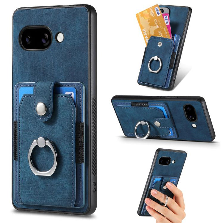 Retro Skin-feel Ring Card Wallet Phone Case, For Google Pixel 9a, For Google Pixel 7a