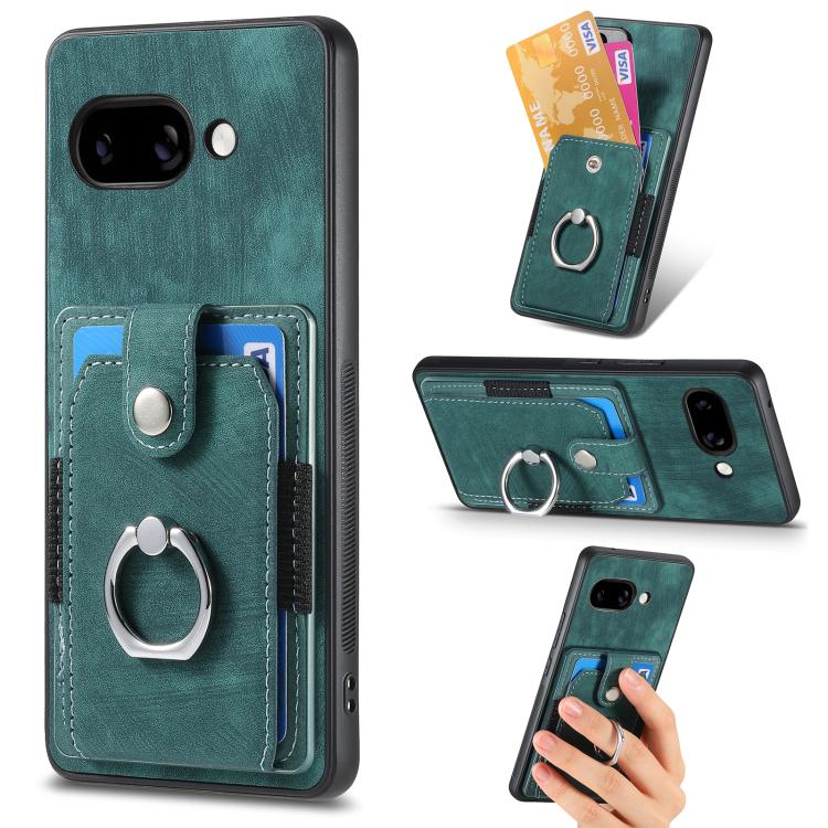 Retro Skin-feel Ring Card Wallet Phone Case, For Google Pixel 9a, For Google Pixel 7a