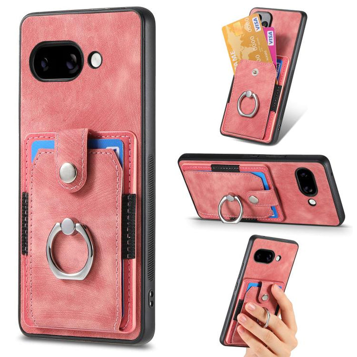 Retro Skin-feel Ring Card Wallet Phone Case, For Google Pixel 9a, For Google Pixel 7a