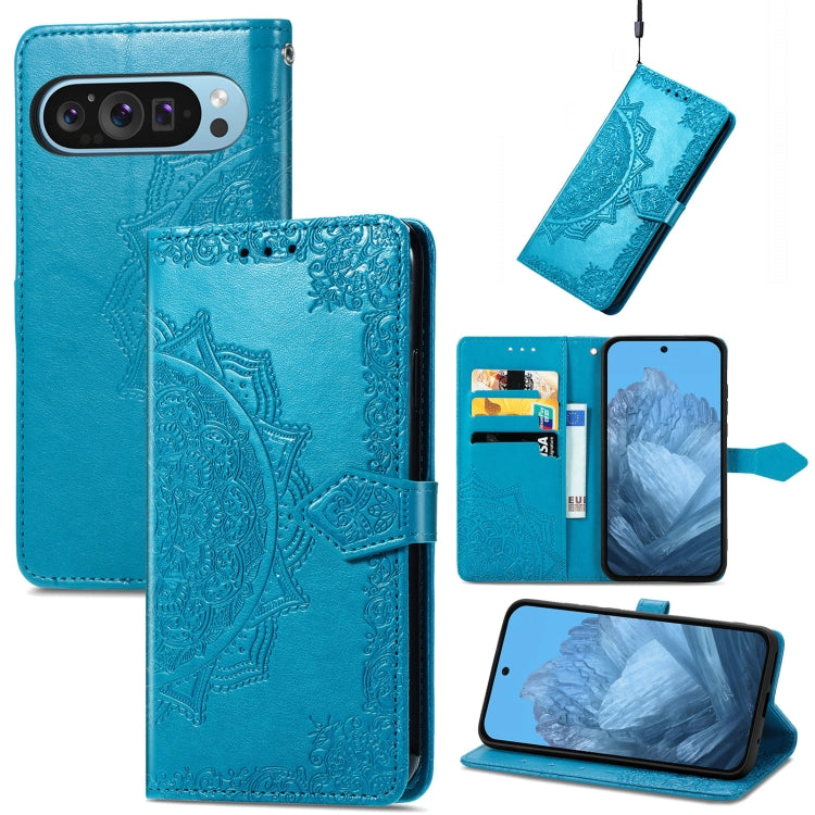 Mandala Flower Embossed Leather Phone Case, For Google Pixel 9, For Google Pixel 8 Pro, For Google Pixel 8