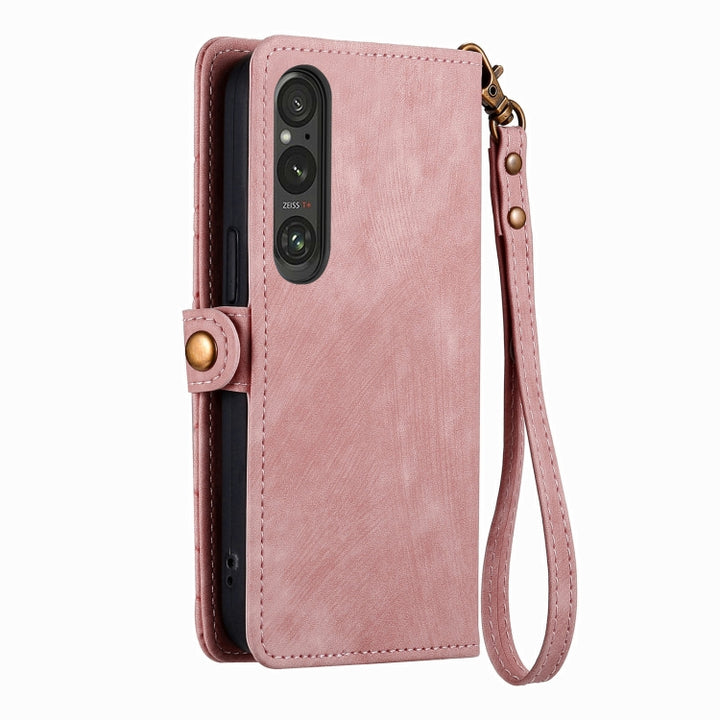 Geometric Zipper Wallet Side Buckle Leather Phone Case, For Sony Xperia 5 III, For Sony Xperia 10 III, For Sony Xperia 1 III