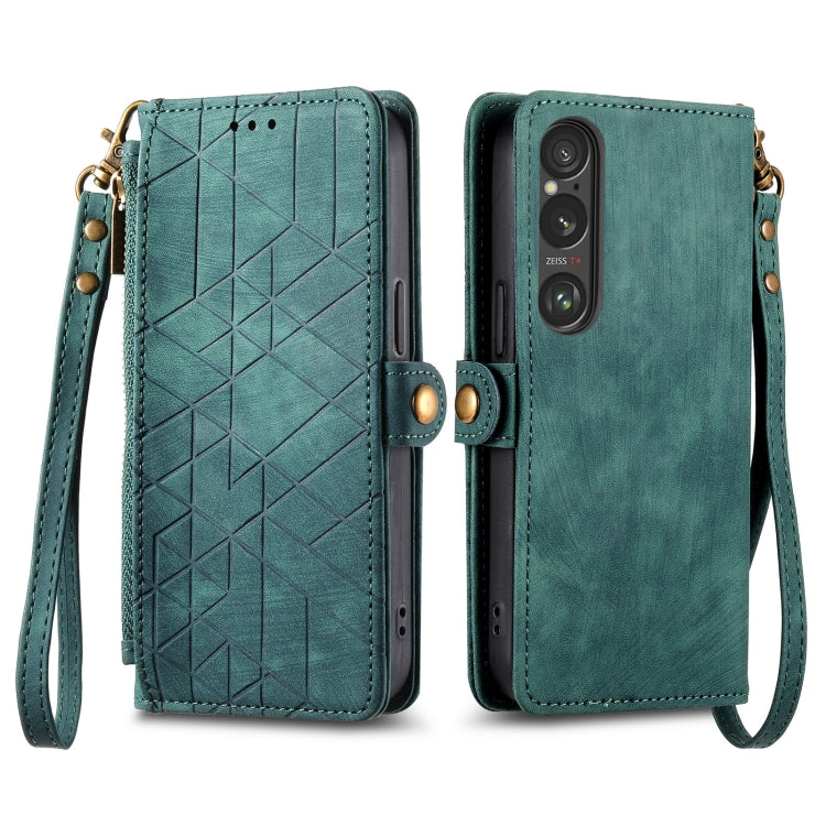 Geometric Zipper Wallet Side Buckle Leather Phone Case, For Sony Xperia 10 VI, For Sony Xperia 1 VI, For Sony Xperia 5 VI, For Sony Xperia 5 V, For Sony Xperia 1 V