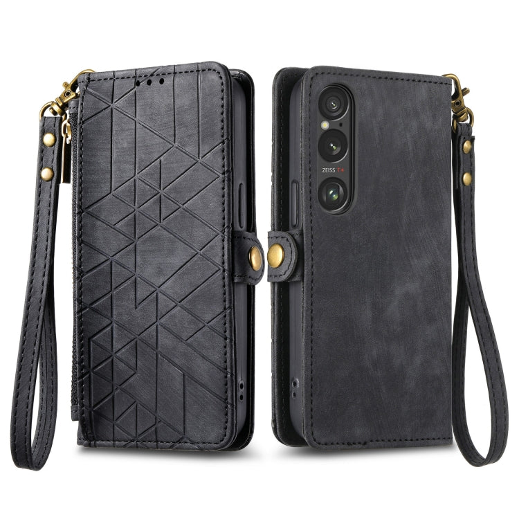 Geometric Zipper Wallet Side Buckle Leather Phone Case, For Sony Xperia 10 VI, For Sony Xperia 1 VI, For Sony Xperia 5 VI, For Sony Xperia 5 V, For Sony Xperia 1 V