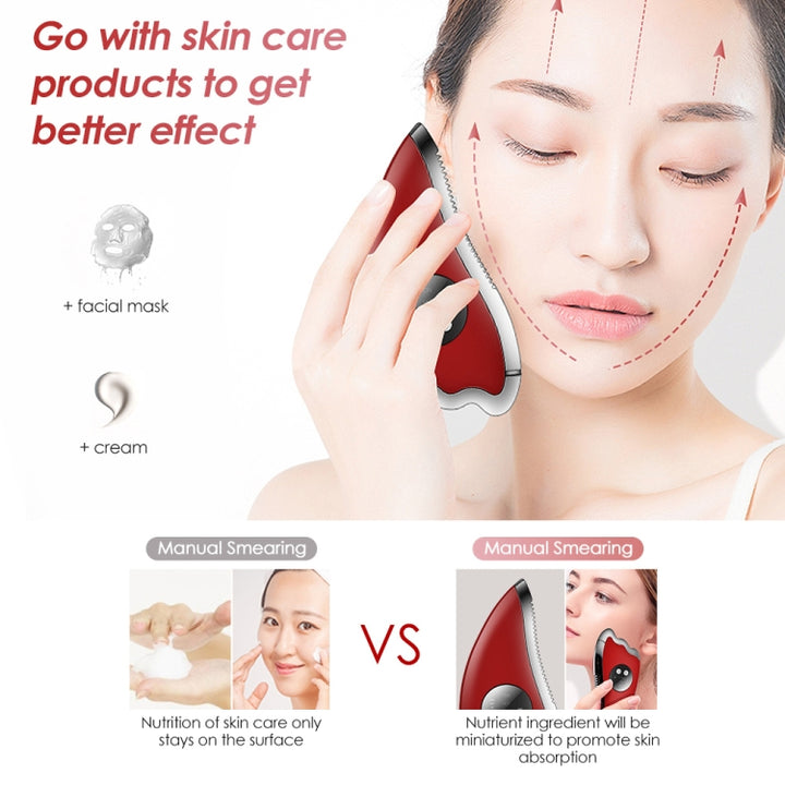 K-SKIN KD817 Facial Scratch Pad Dredge Meridian Soothing Fatigue Scraping Plate Electric Massager Soothing Stress USB Charging, Red, White