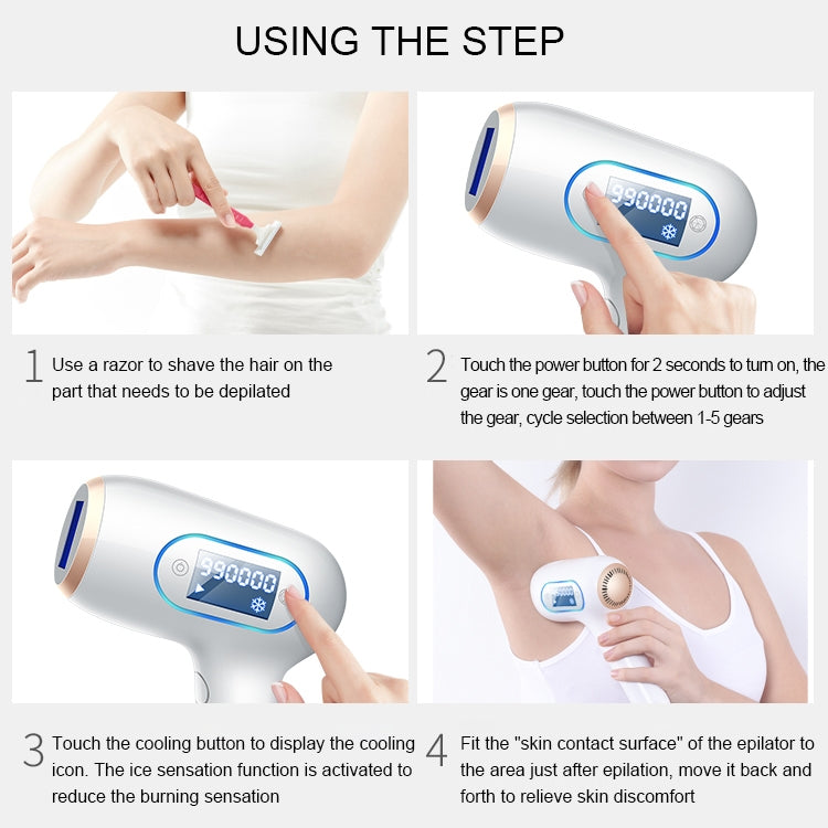 K_SKIN KD506A Epilator Household Freezing Photon Hair Removal Instrument 5 Levels of Light Intensity for Cheek Armpit Leg Back