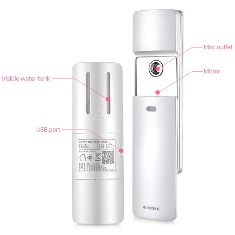 K-SKIN KD777 Nano Cool Facial Sprayer Handheld Portable Skincare Humidifier Skin Care, White, Red