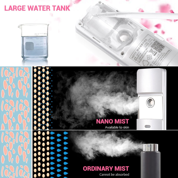 K-SKIN KD777 Nano Cool Facial Sprayer Handheld Portable Skincare Humidifier Skin Care, White, Red