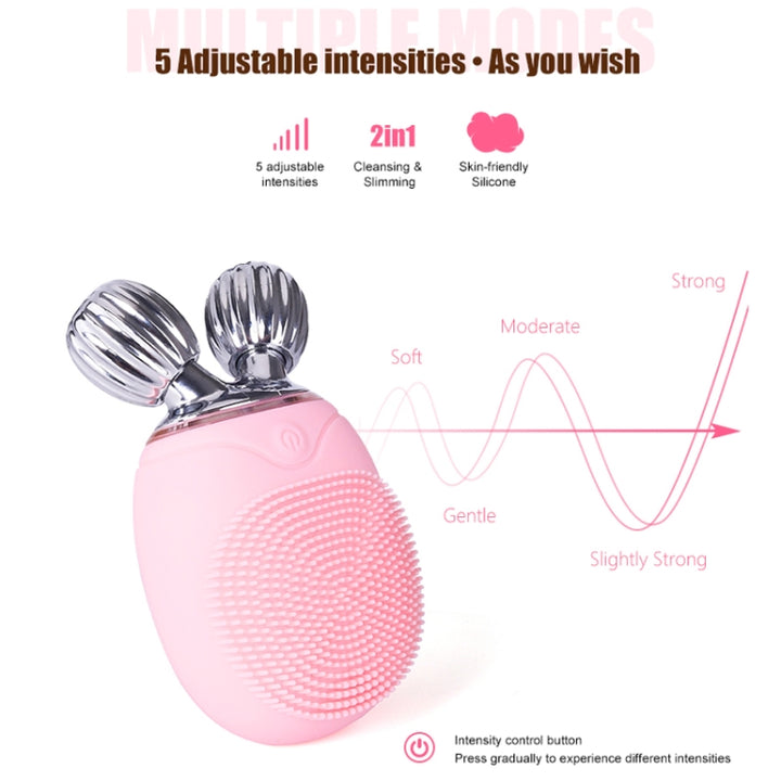 Duosi 2in1 Electric Facial Cleansing Brush Waterproof face Skin   Cleansing Massager Silicone Vibration Scrubber Pore   Clear Blackhead Remover