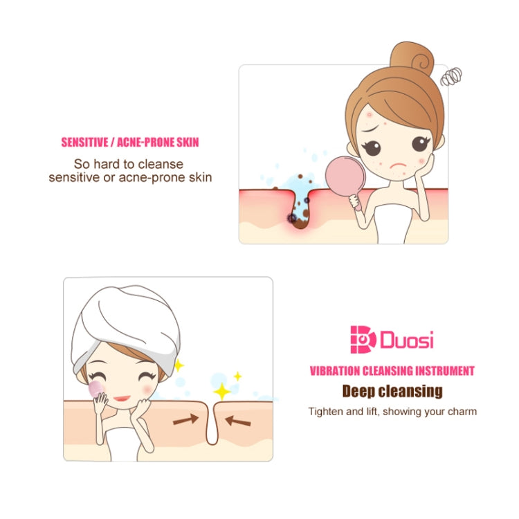 Duosi 2in1 Electric Facial Cleansing Brush Waterproof face Skin   Cleansing Massager Silicone Vibration Scrubber Pore   Clear Blackhead Remover