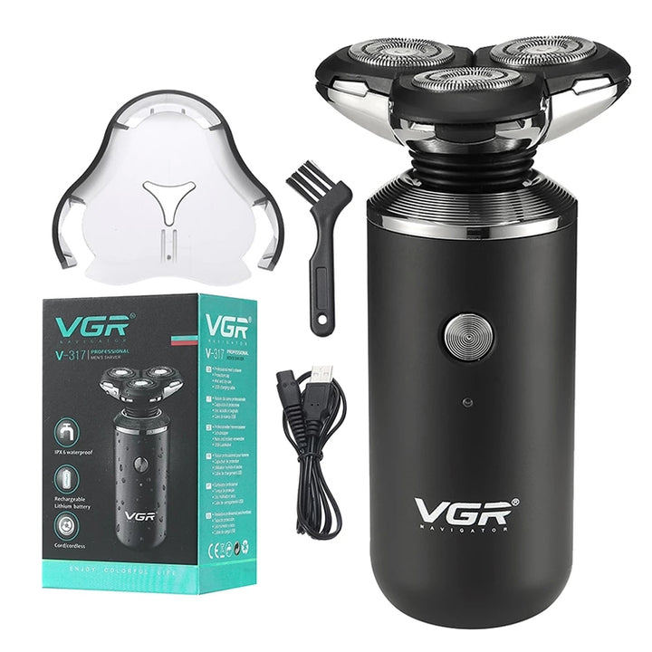 VGR V-317 5W USB Omnidirectional Three-dimensional Floating Three-network Electric Shaver, V-317