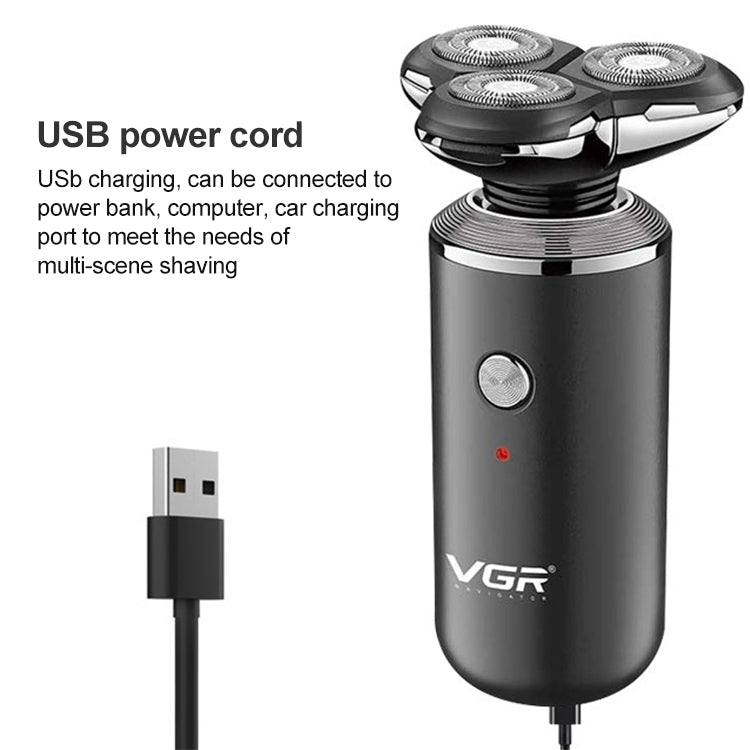 VGR V-317 5W USB Omnidirectional Three-dimensional Floating Three-network Electric Shaver, V-317