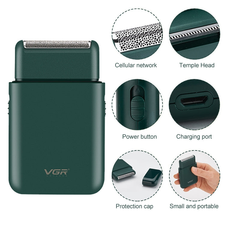 VGR V-390 5W USB Portable Reciprocating Electric Shaver, V-390 (Black), V-390 (Green)