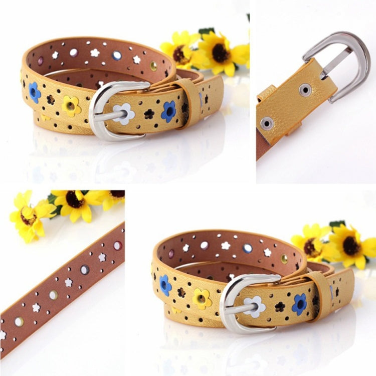 Flowers Pattern Hollow PU Leather Belt for Children