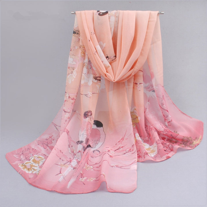 Autumn and Winter Ladies Wild Chiffon Thin Long Scarf Decorated Scarf Shawl, 10cm