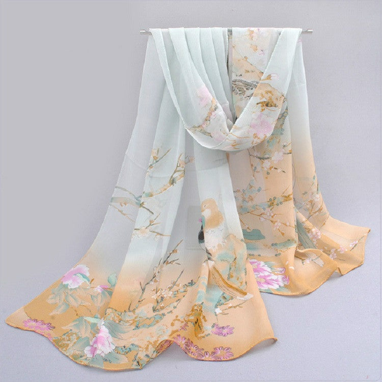 Autumn and Winter Ladies Wild Chiffon Thin Long Scarf Decorated Scarf Shawl, 10cm