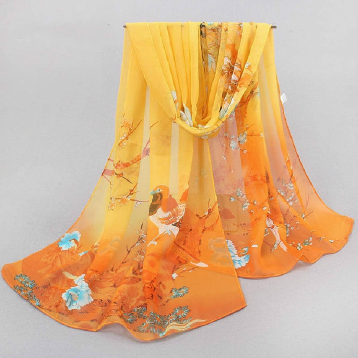 Autumn and Winter Ladies Wild Chiffon Thin Long Scarf Decorated Scarf Shawl, 10cm