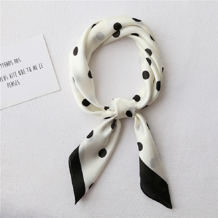 Summer Women Silk Dot Print Professional Square Scarf Small Scarf, 70 x 70cm