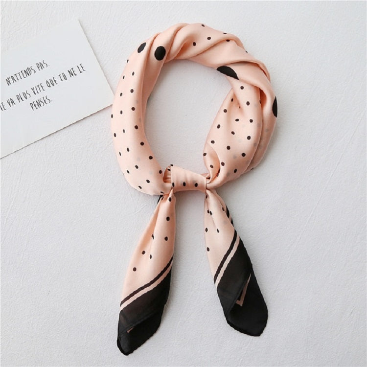 Summer Women Silk Dot Print Professional Square Scarf Small Scarf, 70 x 70cm