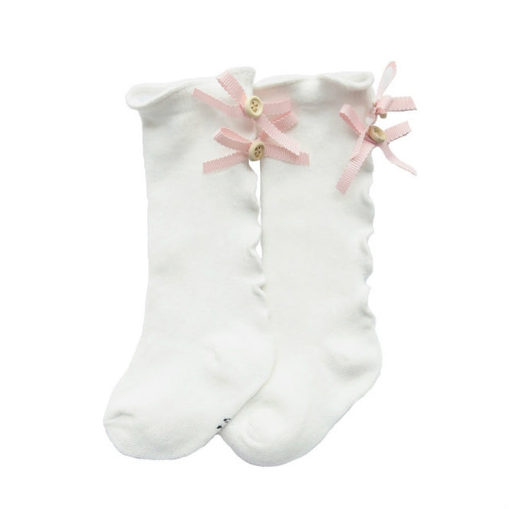 Baby Cute High Knee Fungus Lace Bow Socks, S, M, L, XL