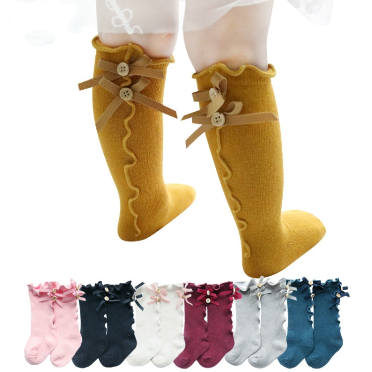 Baby Cute High Knee Fungus Lace Bow Socks, S, M, L, XL