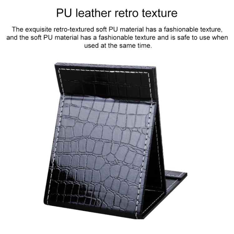 Square Stand Leather Make Up Mirror Alligator Pattern Portable Cosmetic Mirror, Black L 18x25.5x1.6CM, Black M15x20.5x1.6CM, Black S 12x17.5x1.6CM, Brown L 18x25.5x1.6CM, Brown M15x20.5x1.6CM, Brown S 12x17.5x1.6CM, Red L 18x25.5x1.6CM, Red M15x20.5x1.6CM