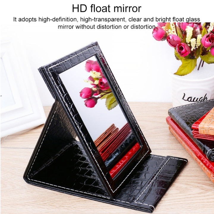 Square Stand Leather Make Up Mirror Alligator Pattern Portable Cosmetic Mirror, Black L 18x25.5x1.6CM, Black M15x20.5x1.6CM, Black S 12x17.5x1.6CM, Brown L 18x25.5x1.6CM, Brown M15x20.5x1.6CM, Brown S 12x17.5x1.6CM, Red L 18x25.5x1.6CM, Red M15x20.5x1.6CM