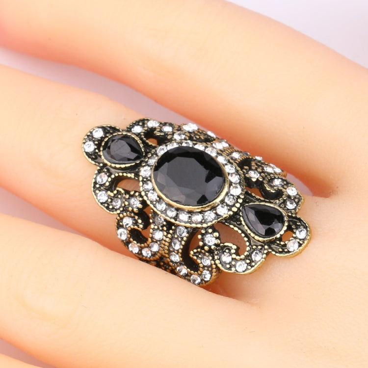 Vintage Ethnic Style Exquisite Carved Inlaid Acrylic Resin Hollow Ring, 7, 8, 9, 10