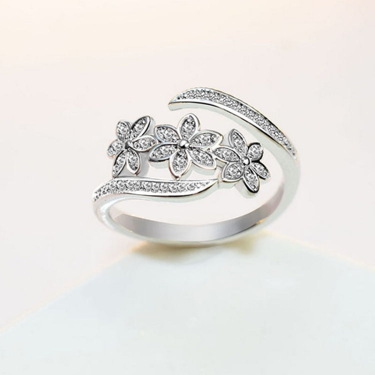 Fashion Elegant Adjustable Flowers with Diamond Forefinger Rings Women Jewelry