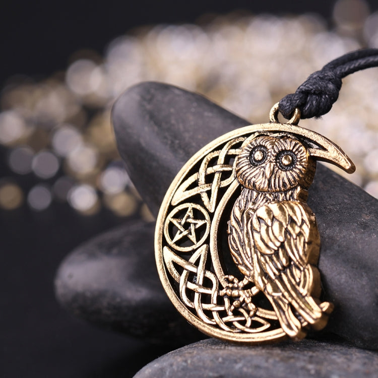 Owl Great Wisdom Ancient Silver Ancient Gold Couple Necklace, Antique Silver Plated, Antique Gold Plated