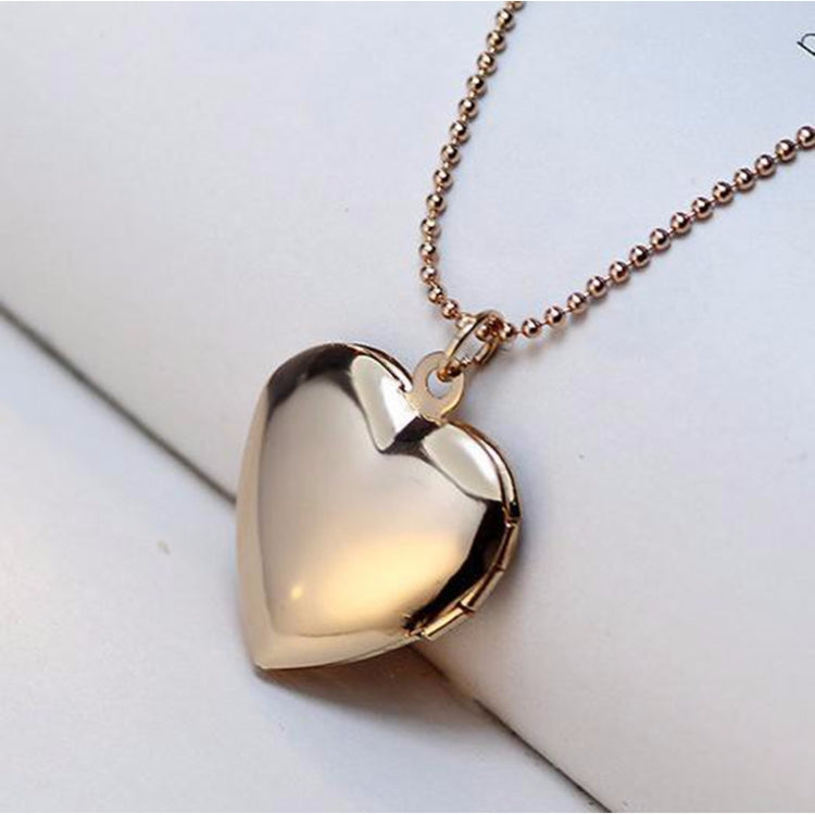 DIY Heart-shaped Photo Frame Memory Locket Pendant Necklace Jewelry, gold, silver