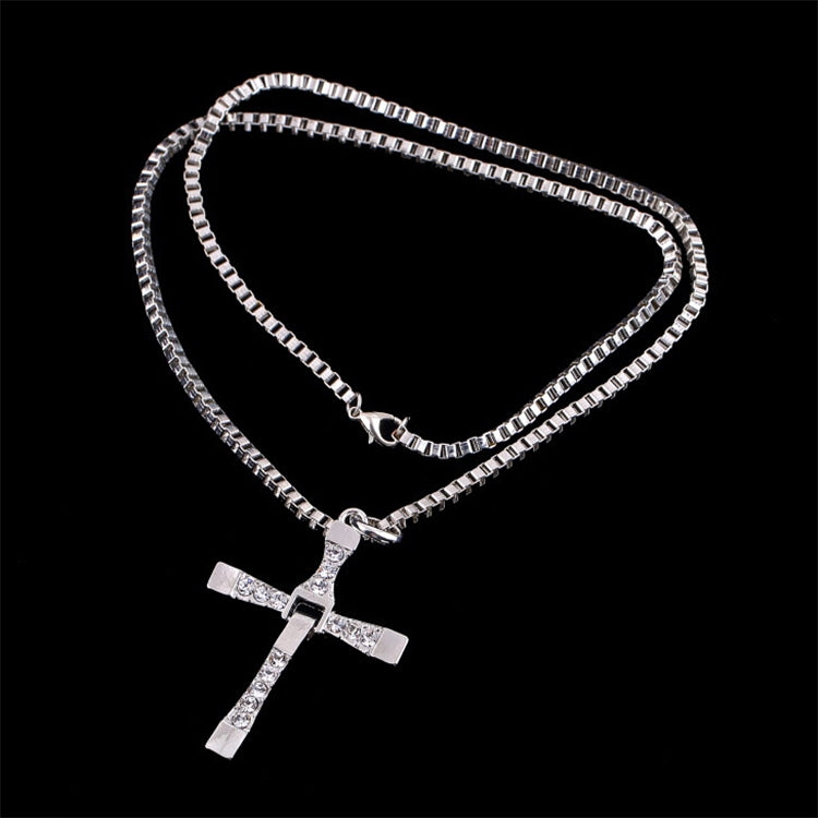 Crystal Jesus Cross Pendant Necklace for Men Gift Jewelry