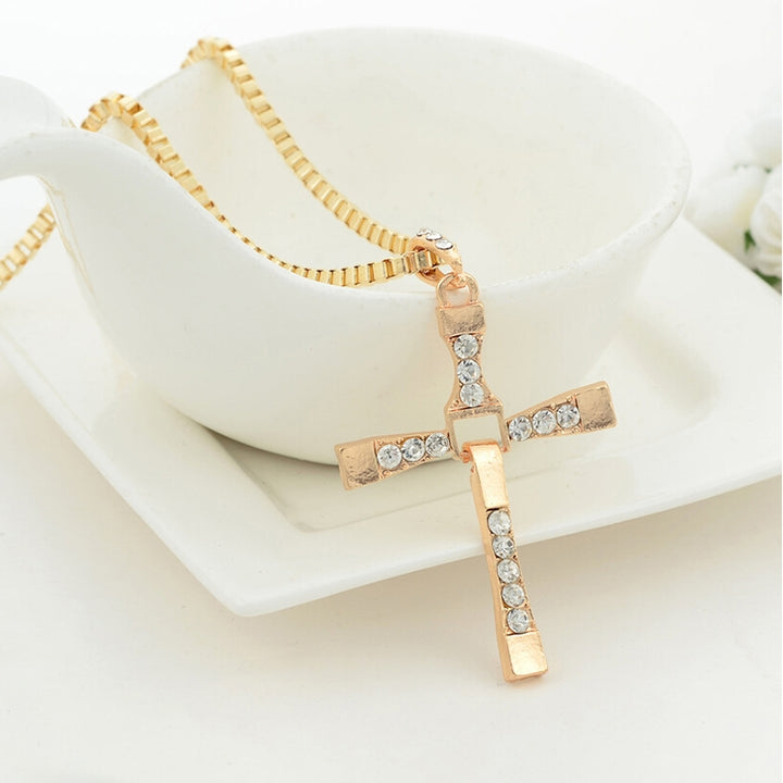 Crystal Jesus Cross Pendant Necklace for Men Gift Jewelry