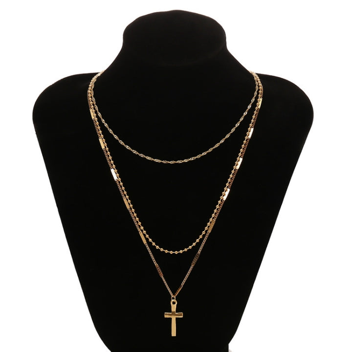 Women Handmade Multi Chains Cross Pendant Necklace